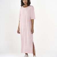 KnowledgeCotton Apparel Leinenkleid – Linen short sleeved t-shirt dress – GOTS/Vegan