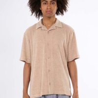 KnowledgeCotton Apparel Herren Kurzarmhemd „Terry Loose Short Sleeve Shirt“ Beige