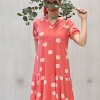 CORA happywear Damen Kleid aus Eukalyptus Faser „Clara“ rosa mit Allover print