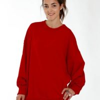 CORA happywear Damen Oversize Pullover aus Bio-Baumwolle „Camilla“ bordeaux