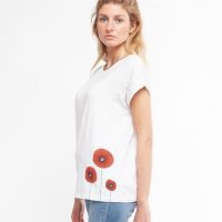CORA happywear Damen T-Shirt aus Eukalyptus „Laura“ | Mohnblumen