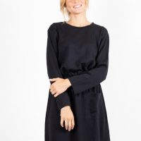 CORA happywear Damen Kleid aus Modal „Alice“ schwarz mit langen Ärmeln
