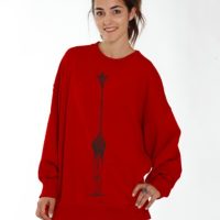 CORA happywear Damen Oversize Pullover aus Bio-Baumwolle „Camilla“ bordeaux | Giraffe