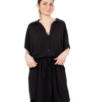 CORA happywear Damen Kleid aus Bio-Baumwolle und Leinen „Antonella“ schwarz