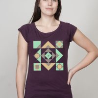 SILBERFISCHER Shirt Bamboo Raglan Shirt Women Aubergine „Squared“
