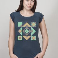 SILBERFISCHER Shirt Bamboo Raglan Shirt Women Denim Blue „Squared“