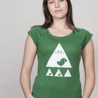 SILBERFISCHER Bamboo Raglan Shirt Women Leaf Green „Achtung Birdy“