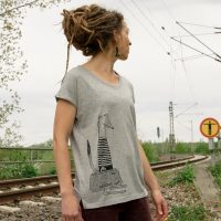 Cmig Reisewiesel T-Shirt für Damen in grau meliert