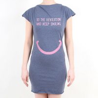 Lena Schokolade DO THE REVOLUTION AND KEEP SMILING – Kleid – blau meliert