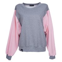 Lena Schokolade Color Block Sweater grau-rosa aus Bio-Baumwolle