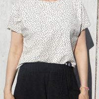 Lena Schokolade Shirt Dots weiss aus Bio-Jersey