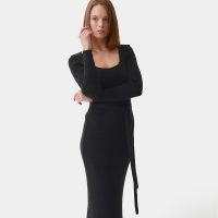 Mila.Vert Gestricktes langärmliges „Round-Neck“ Kleid