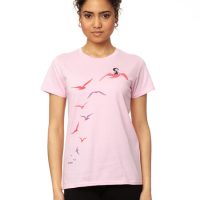 FellHerz Möwenflug rosa Damen T-Shirt Bio & Fair & Handbedruckt