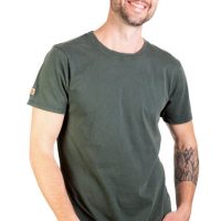 Life-Tree Shirt aus Biobaumwolle für Herren „Basic“ Stone Washed Green/White