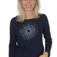 Life-Tree Longsleeve aus Biobaumwolle Fairwear für Damen „WoodenIris“ in Denim Blau